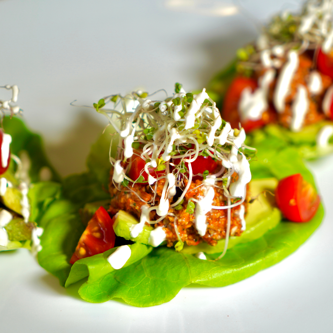 6 entrees (3 recipes, 2 of each) + 1 raw vegan dessert.