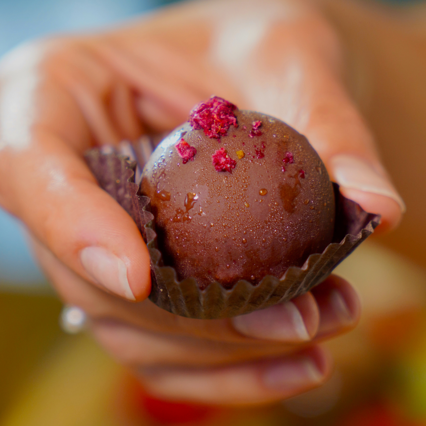 Raspberry Fudge Chocolate Drops